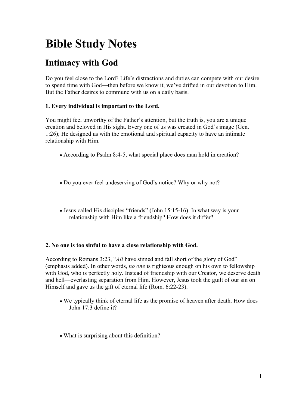 Bible Study Notes