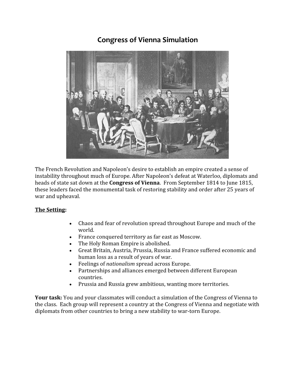 Congress of Vienna Simulation