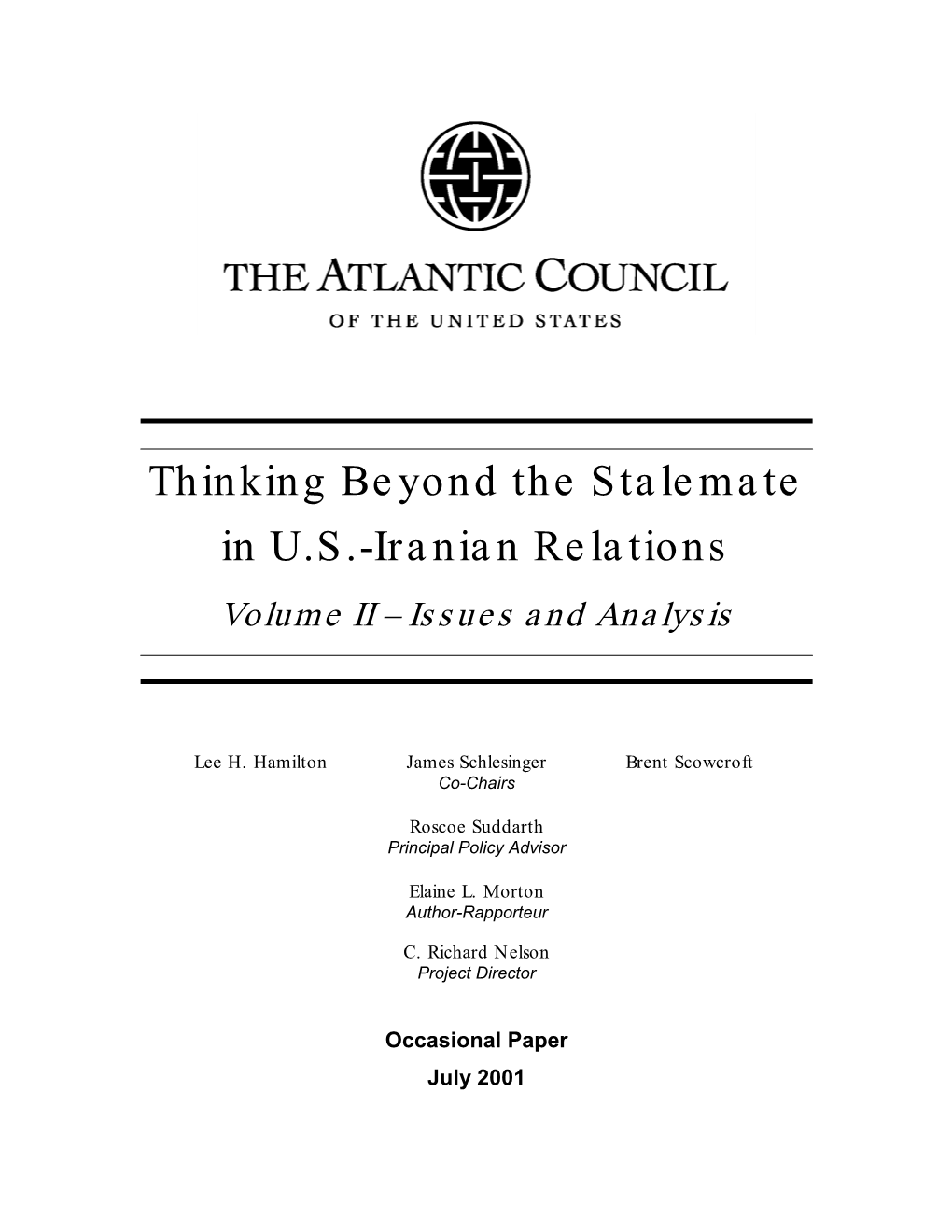 Thinking Beyond the Stalemate in US-Iranian Relations, Volume II