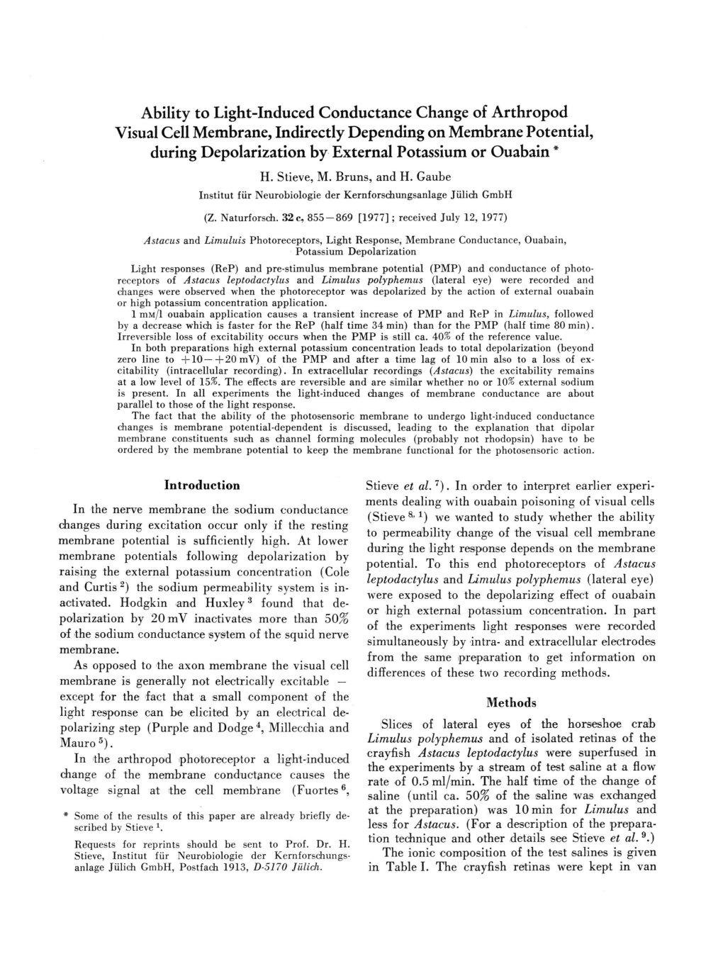 Ability to Light-Induced Conductance Change of Arthropod Visual Cell