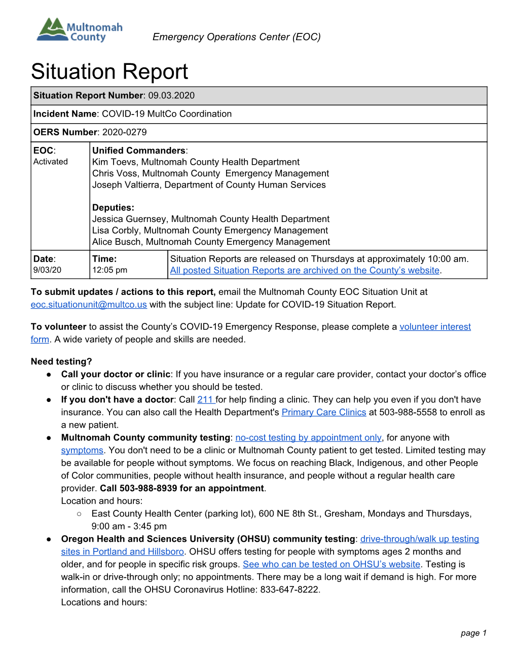 COVID-19 Situation Report