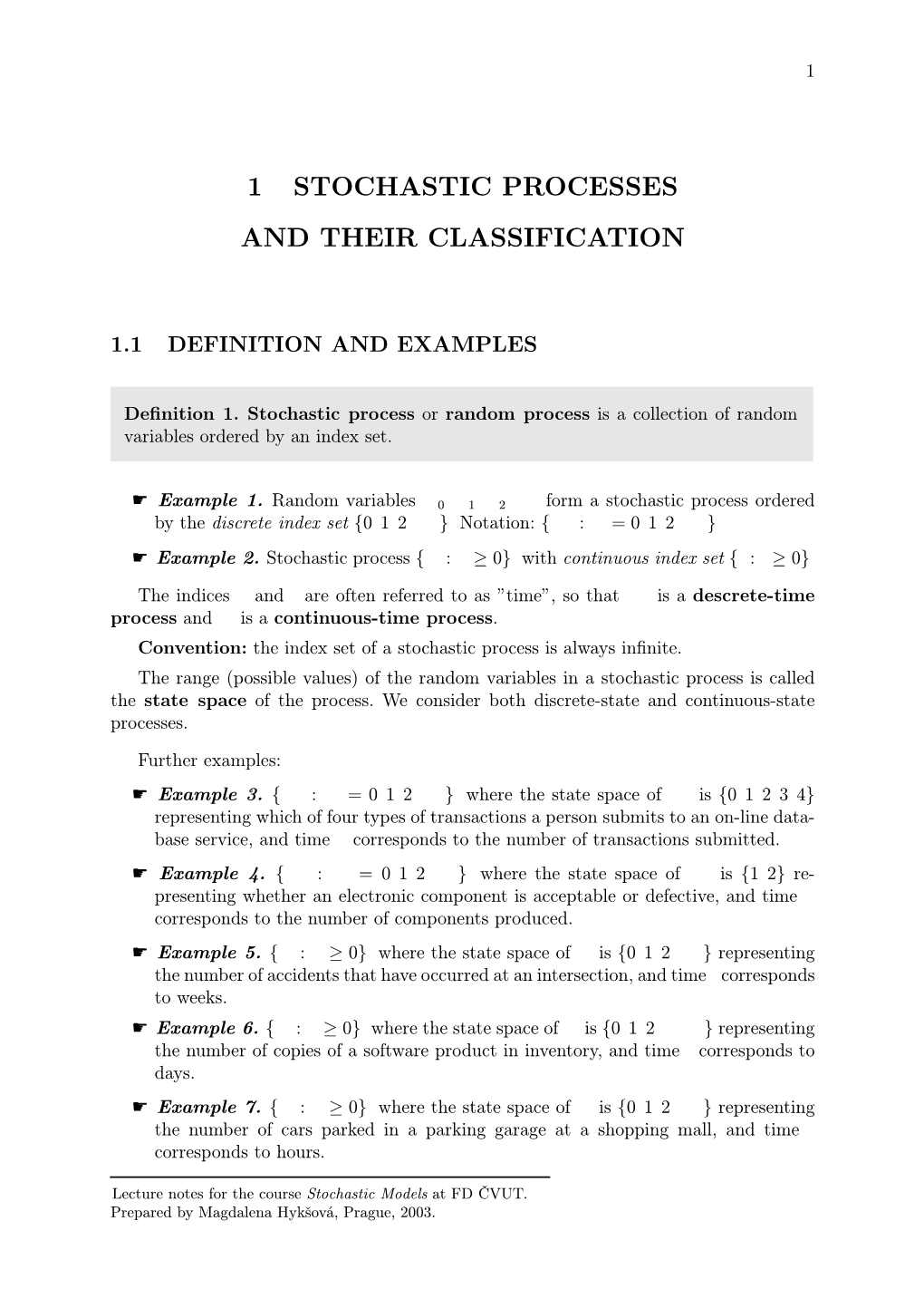 1 Stochastic Processes and Their Classification