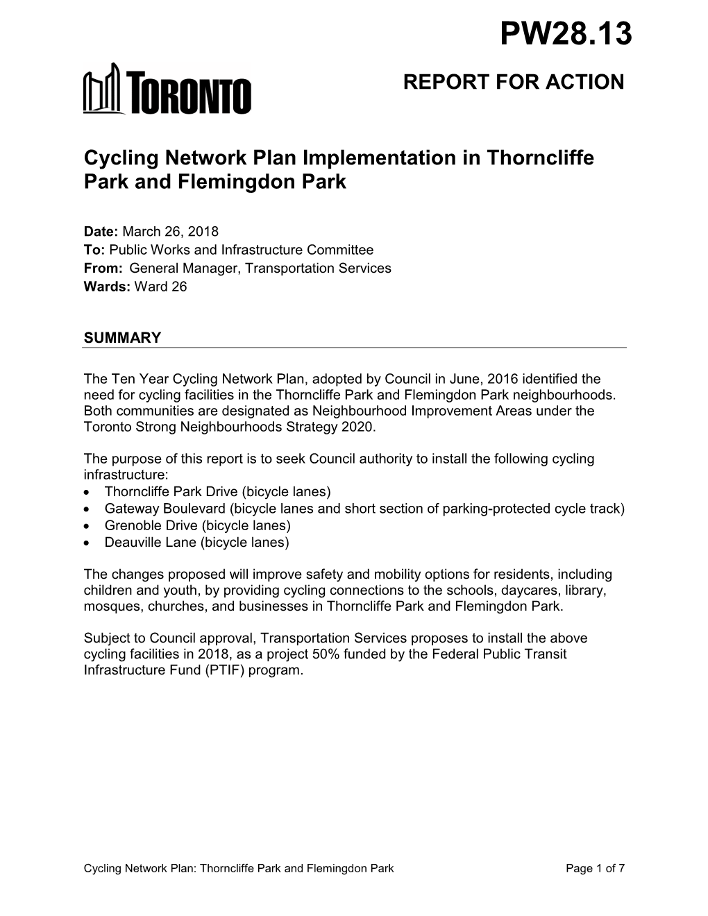 Cycling Network Plan Implementation in Thorncliffe Park and Flemingdon Park