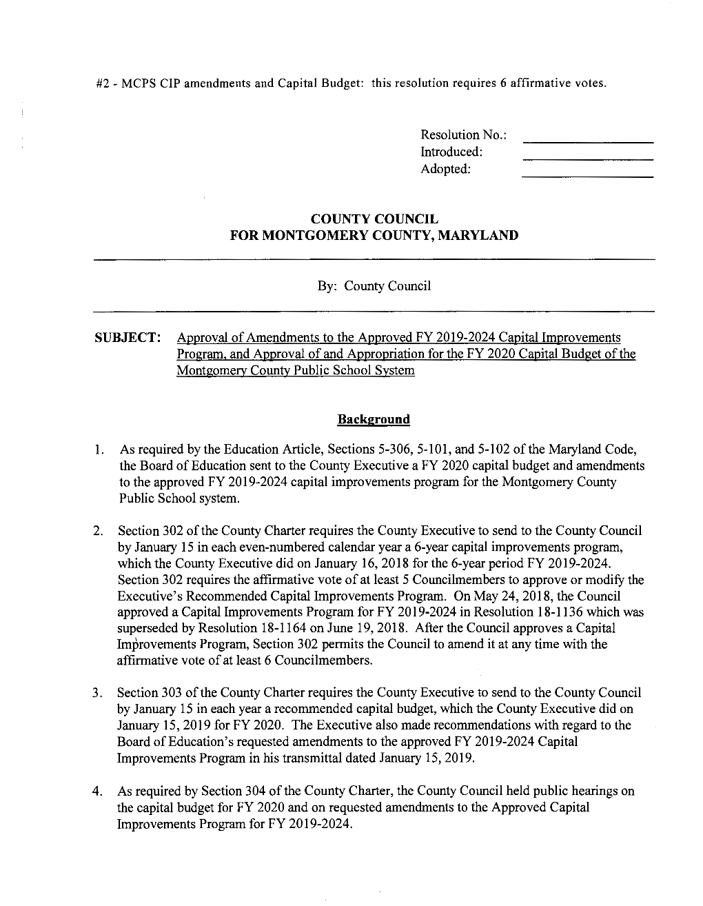 Montgomery County Public Schools and Appropriates the Amounts by Project, Which Are Shown in Part I