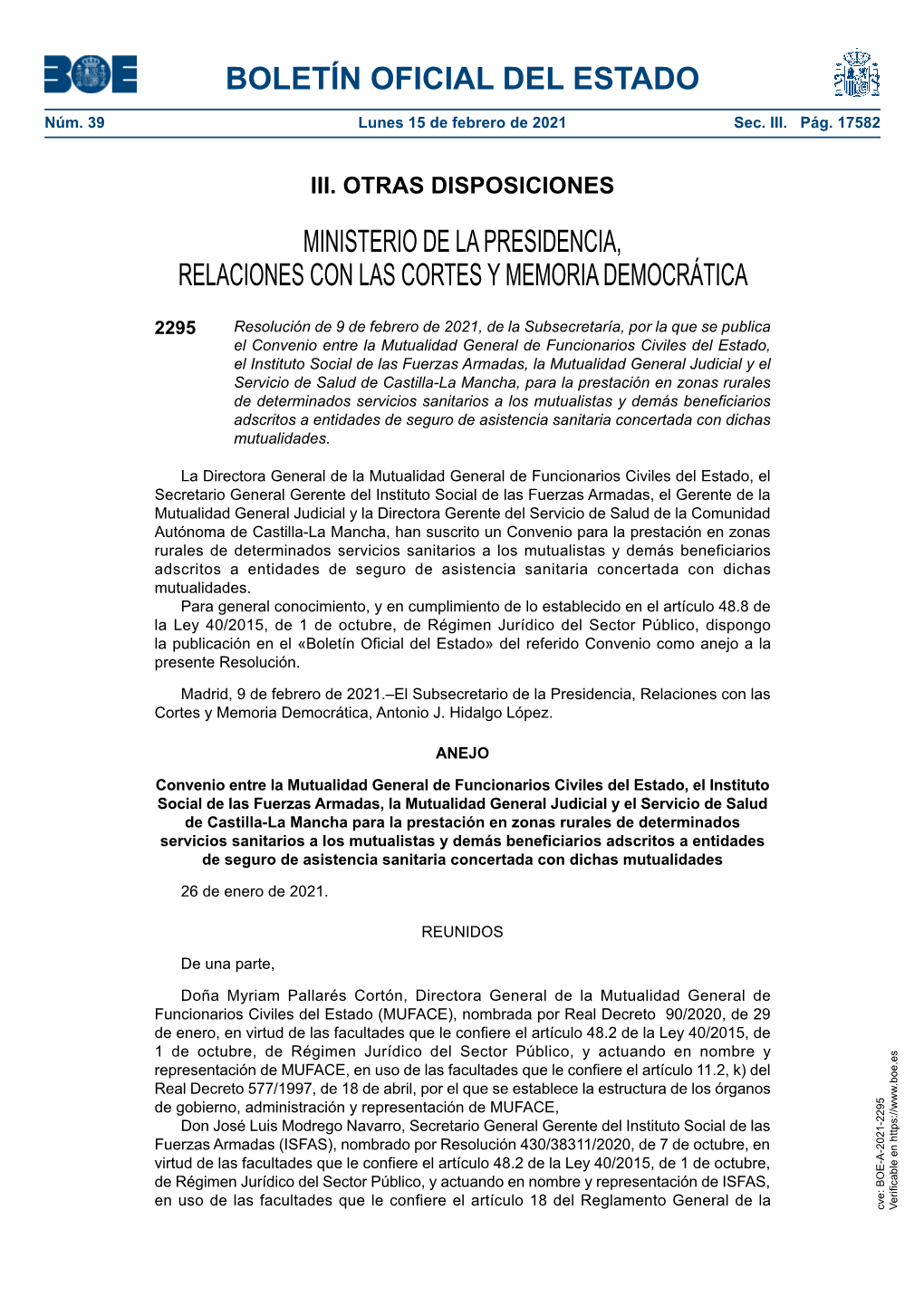 Disposición 2295 Del BOE Núm. 39 De 2021