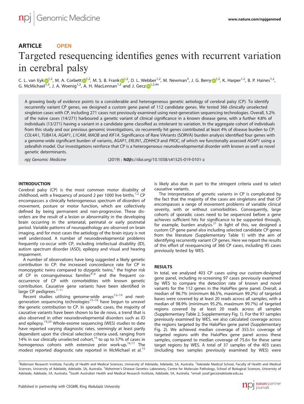 Targeted Resequencing Identifies Genes with Recurrent Variation In