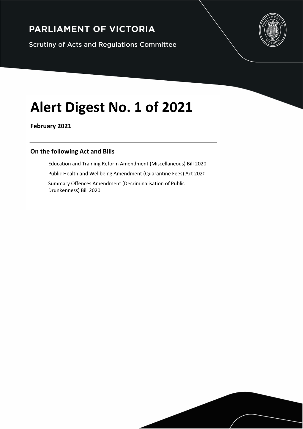 Alert Digest No 1 of 2021, February 2021