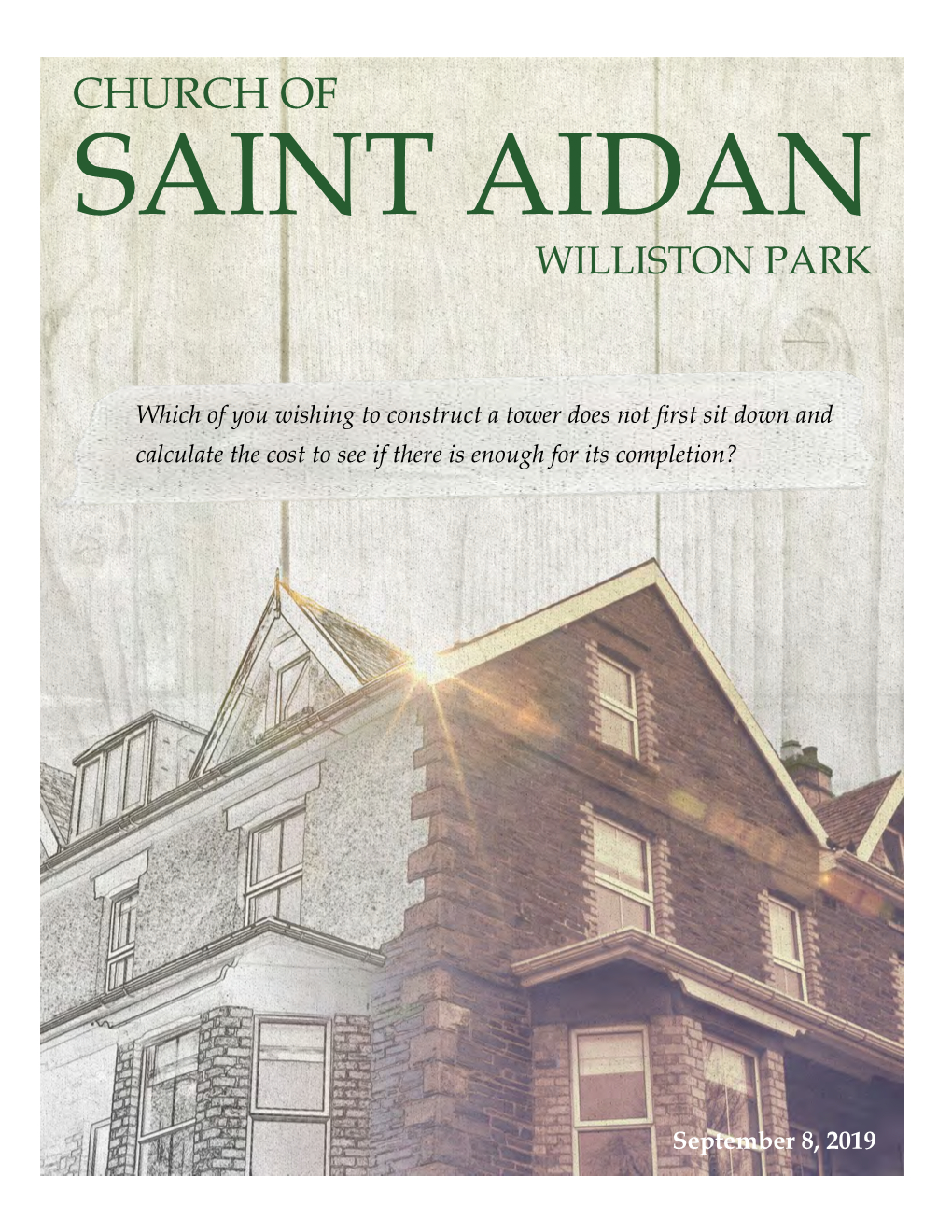 Church of St. Aidan Blood Drive Sunday, September 22, 2019 8:00Am-2:00Pm Msg. Kirwin Hall 525 Willis Avenue, Williston Park