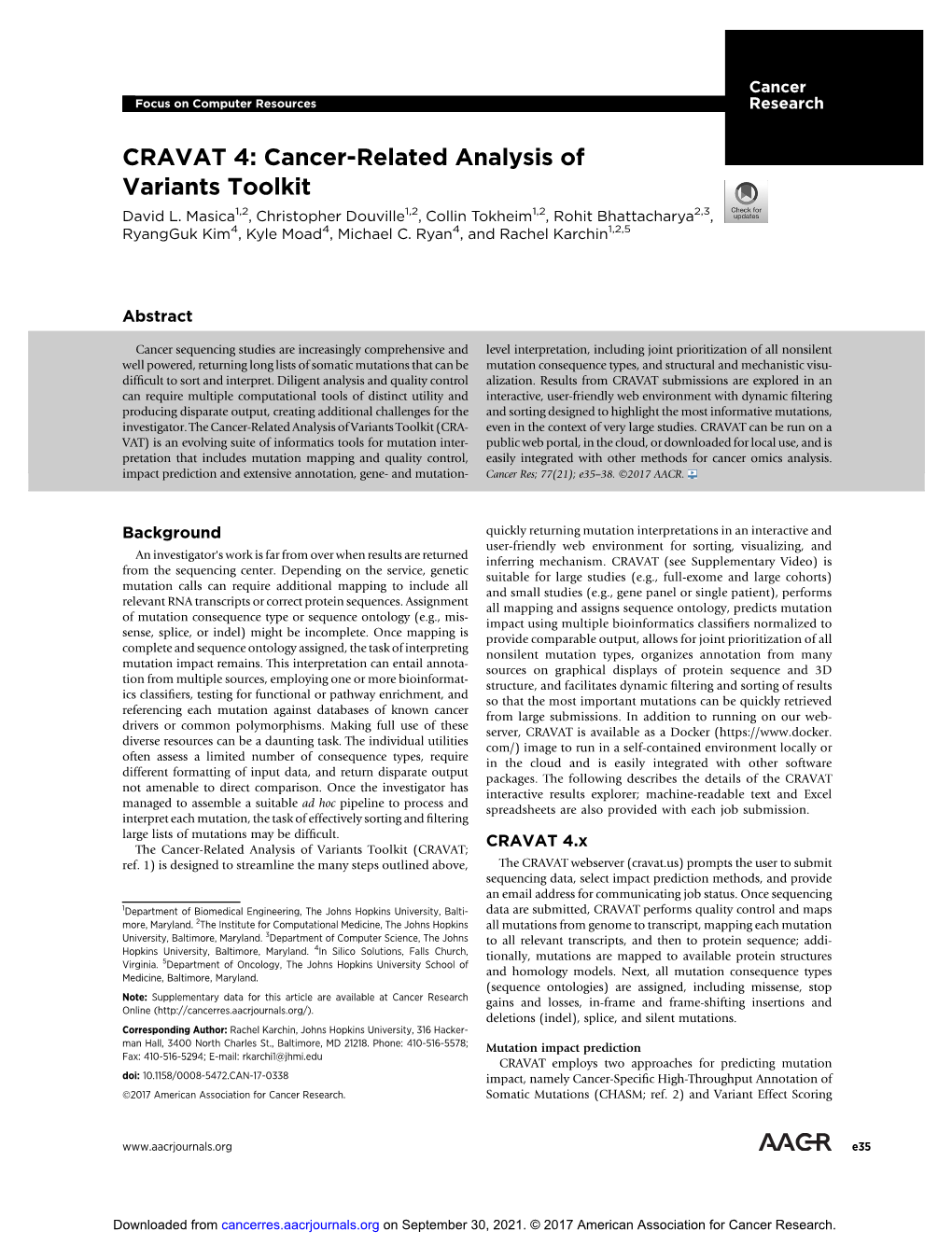 CRAVAT 4: Cancer-Related Analysis of Variants Toolkit David L