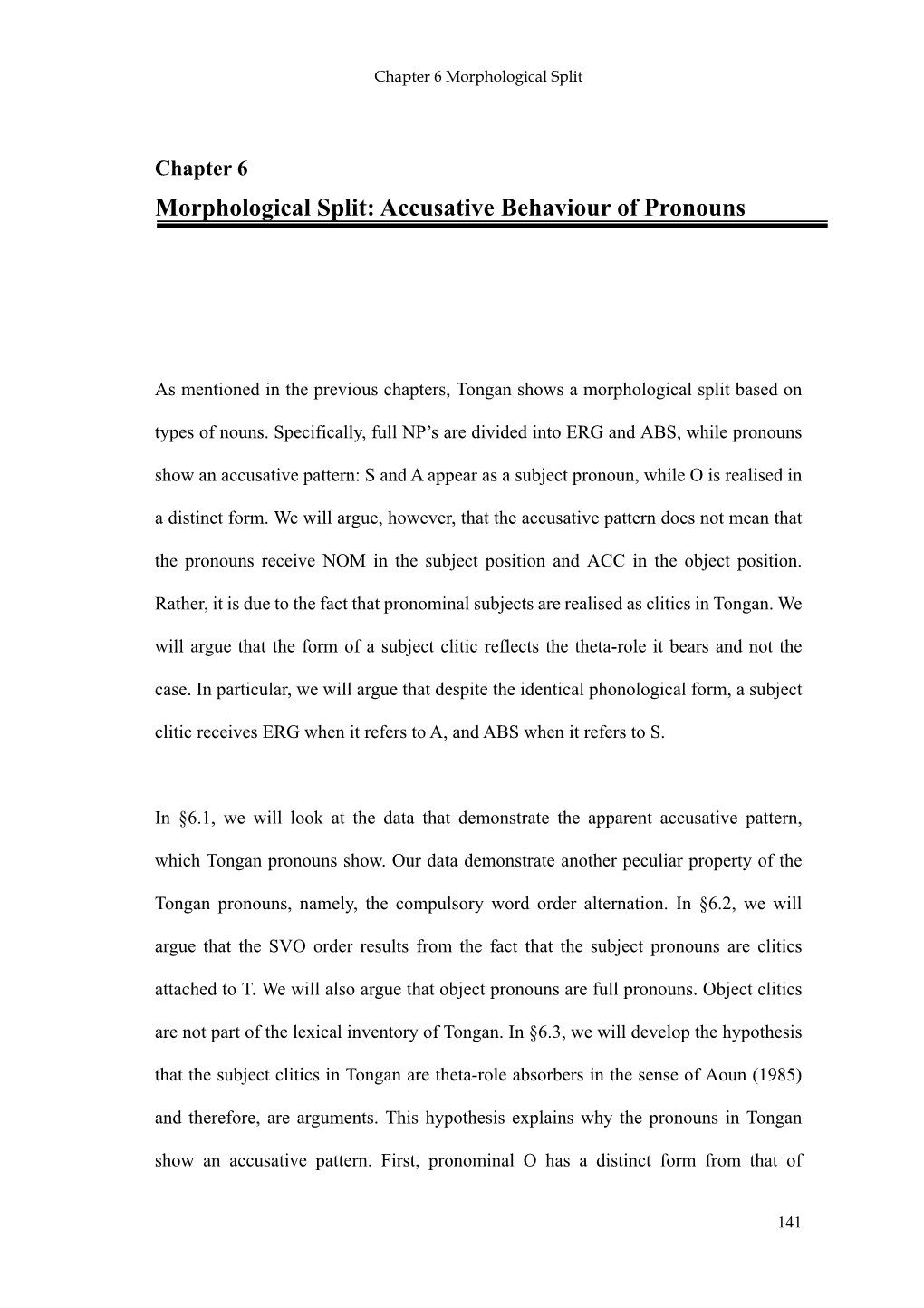 Chapter 6 Morphological Split