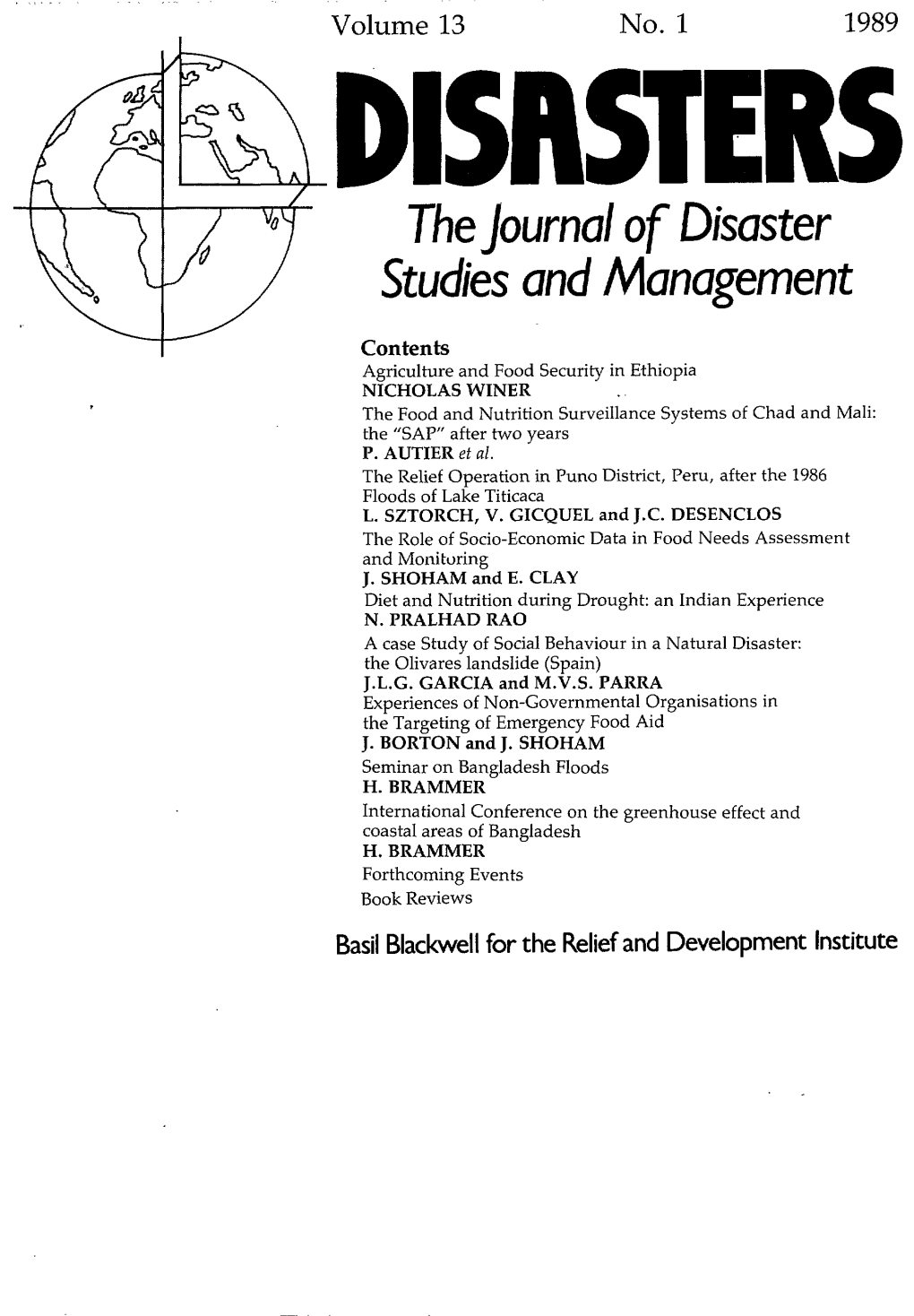 The Journal of Disaster Studies and Management