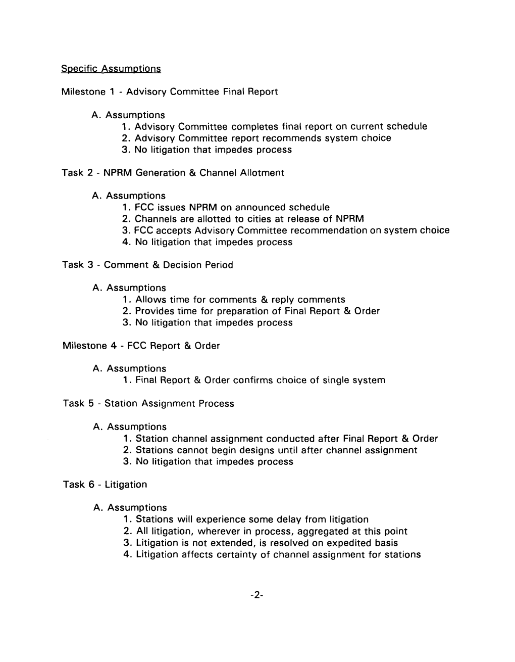 Specific Assumptions Milestone 1