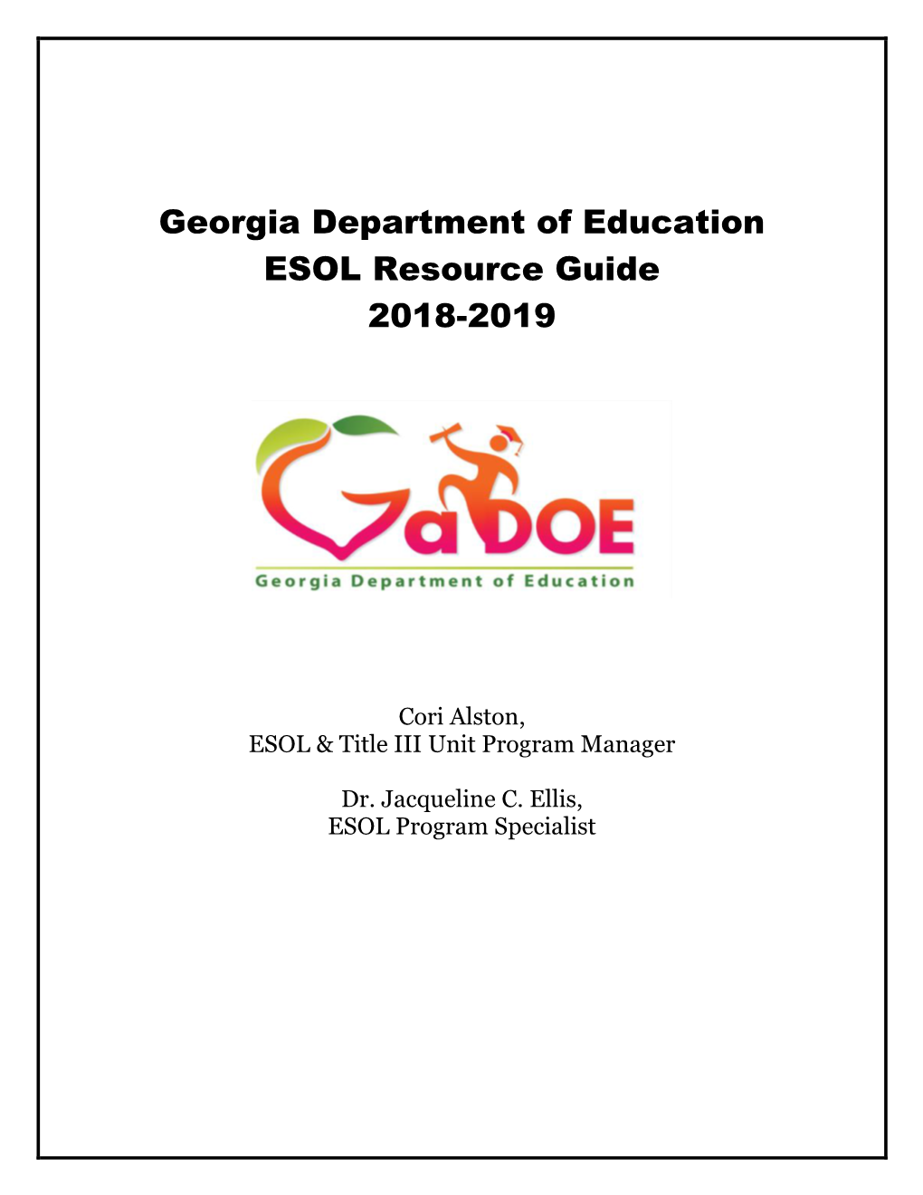 Georgia Department of Education ESOL Resource Guide 2018-2019