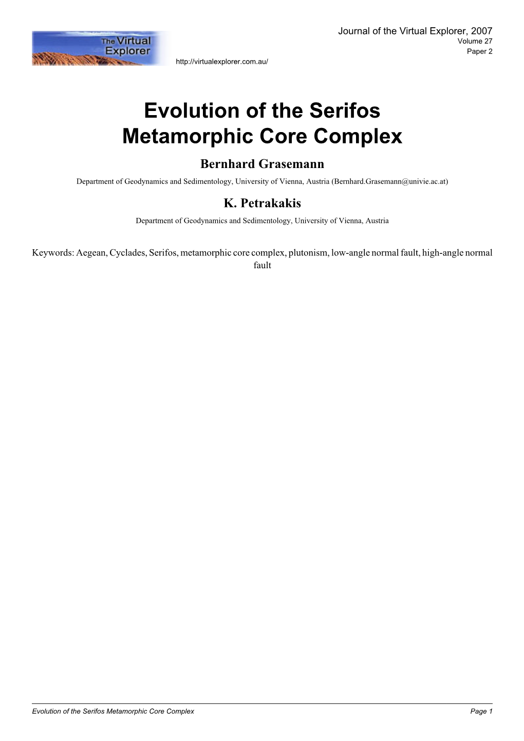 Evolution of the Serifos Metamorphic Core Complex