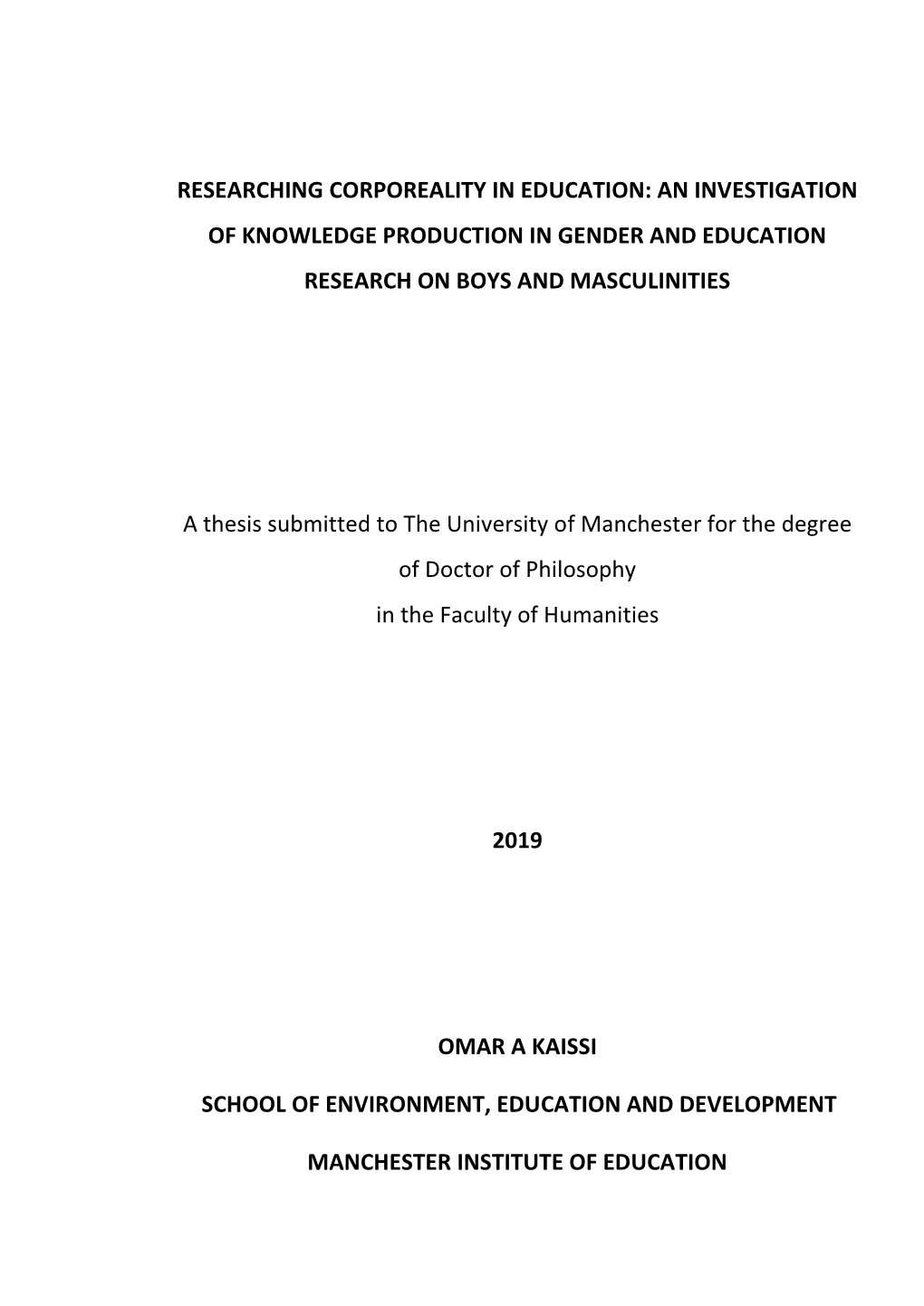 Researching Corporeality in Education: an Investigation of Knowledge Production in Gender and Education Research on Boys and Masculinities