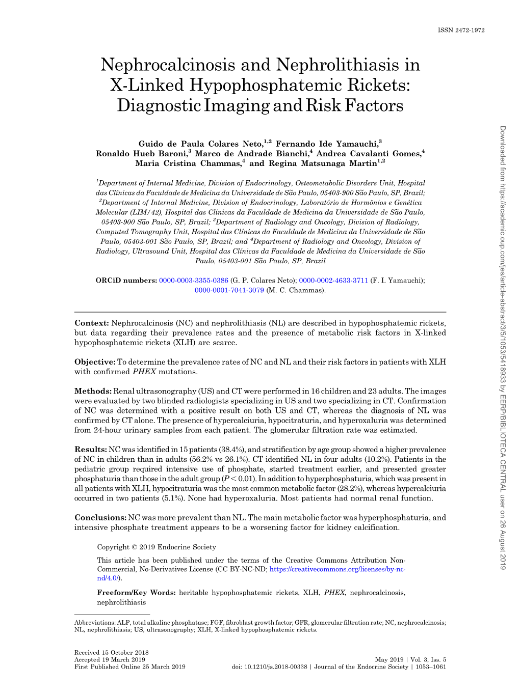 Diagnostic Imaging and Risk Factors Downloaded from by EERP/BIBLIOTECA CENTRAL User on 26 August 2019
