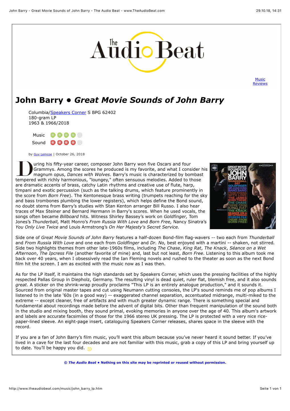 John Barry • Great Movie Sounds of John Barry