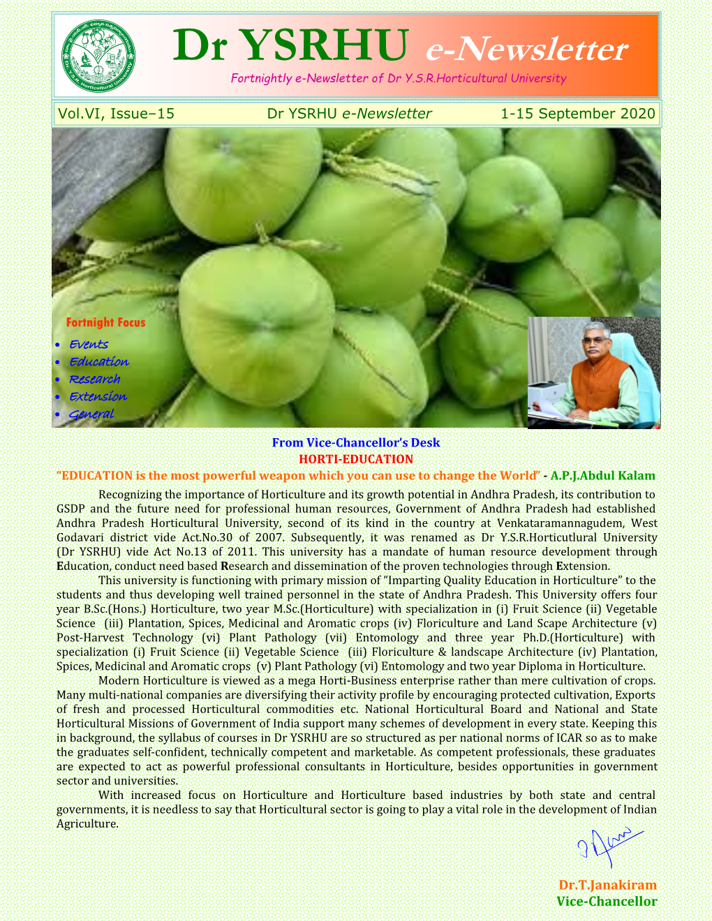 Dr.YSRHU E-Newsletter Vol