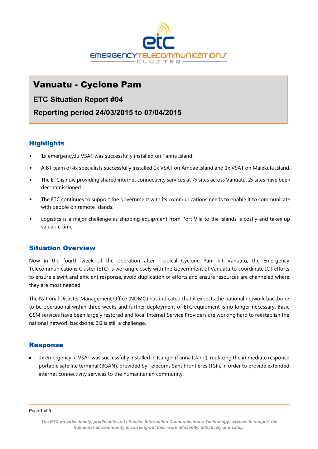 ETC Vanuatu Sitrep #4.Pdf