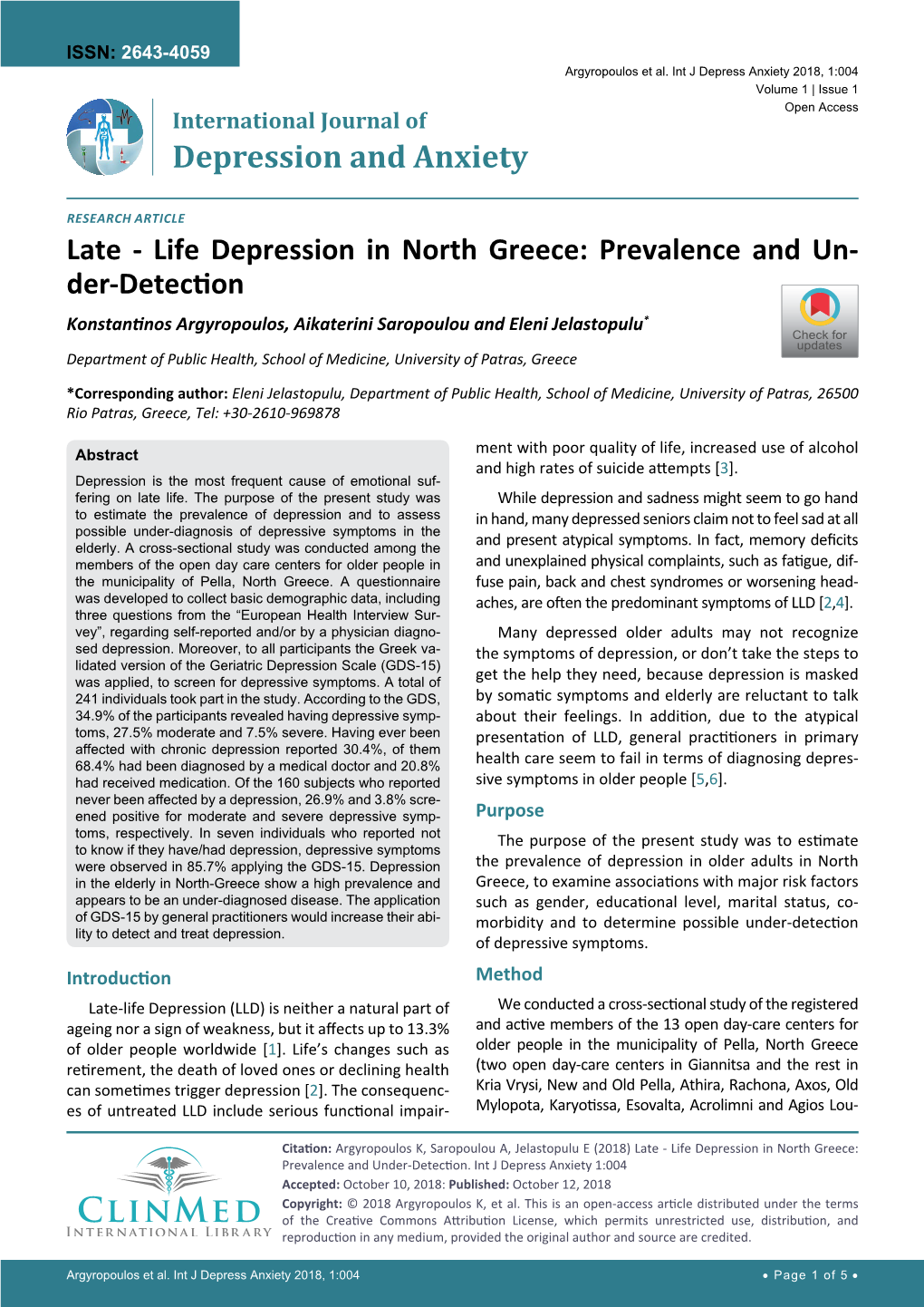 Life Depression in North Greece