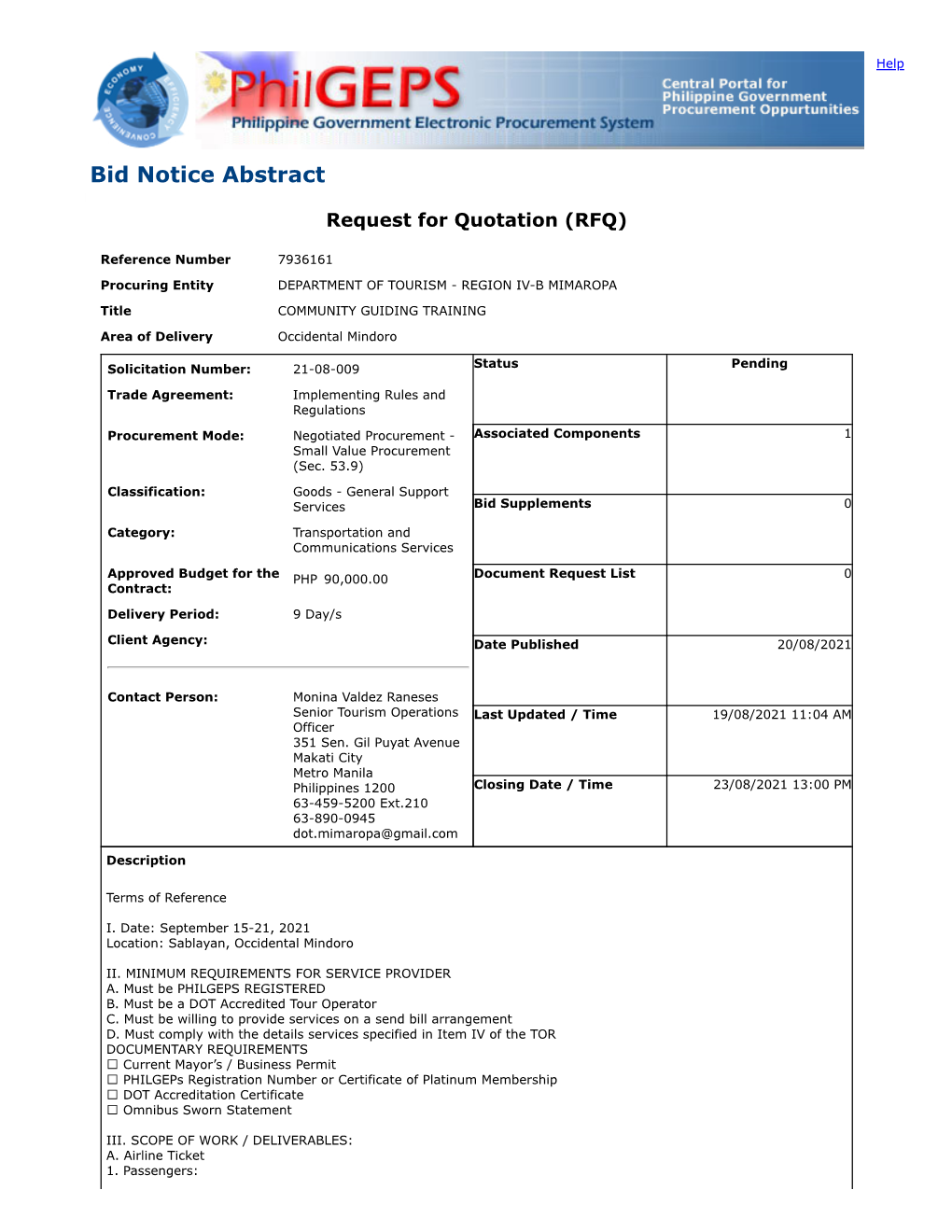 Bid Notice Abstract