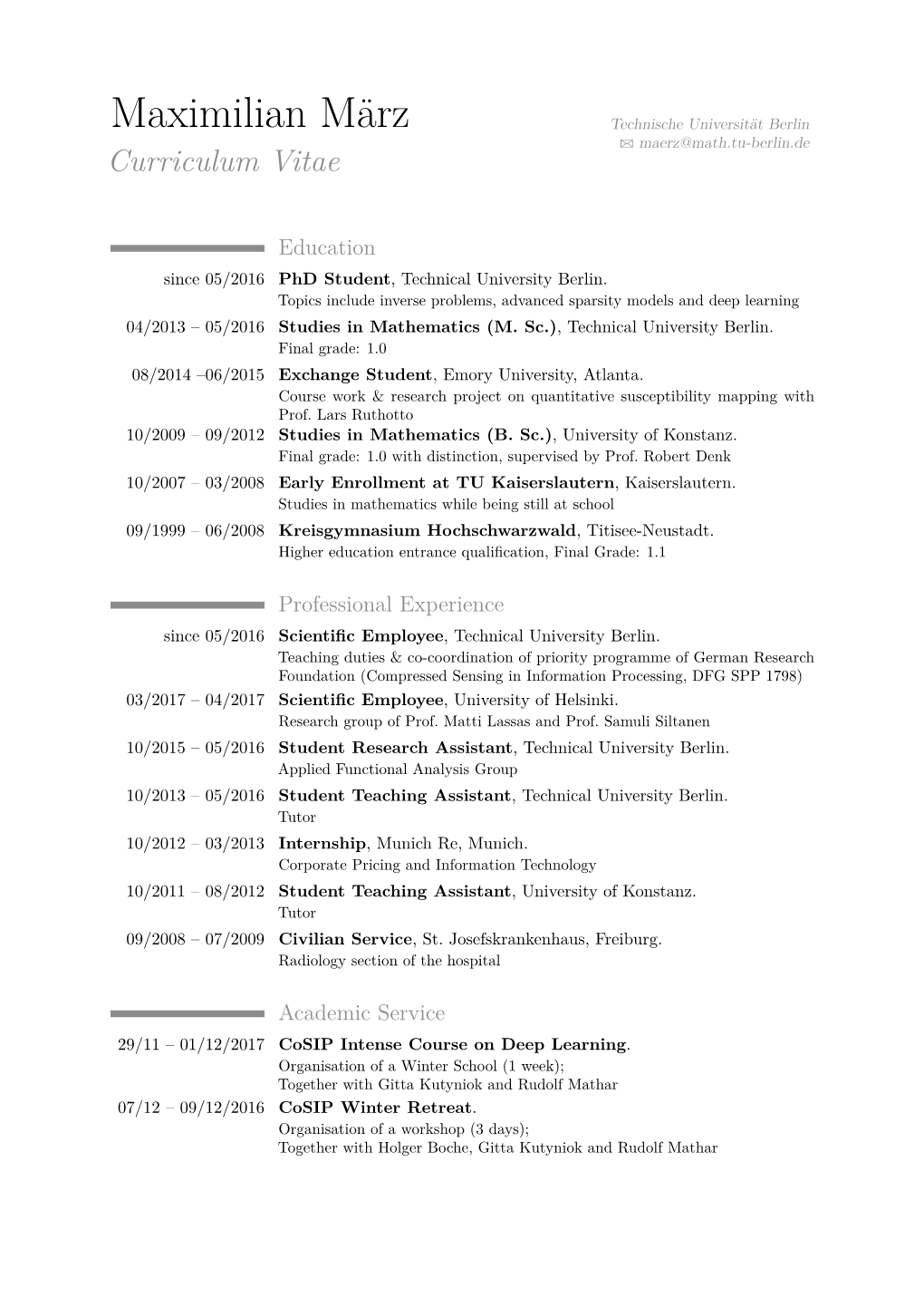 Maximilian März – Curriculum Vitae