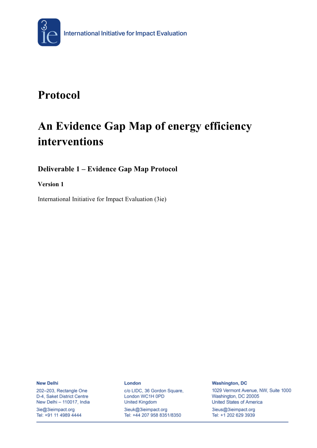 Protocol an Evidence Gap Map of Energy Efficiency Interventions