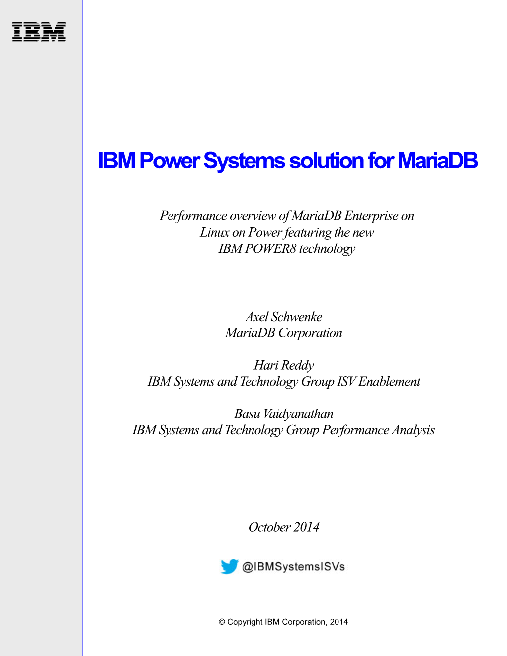 IBM Power Systems Solution for Mariadb