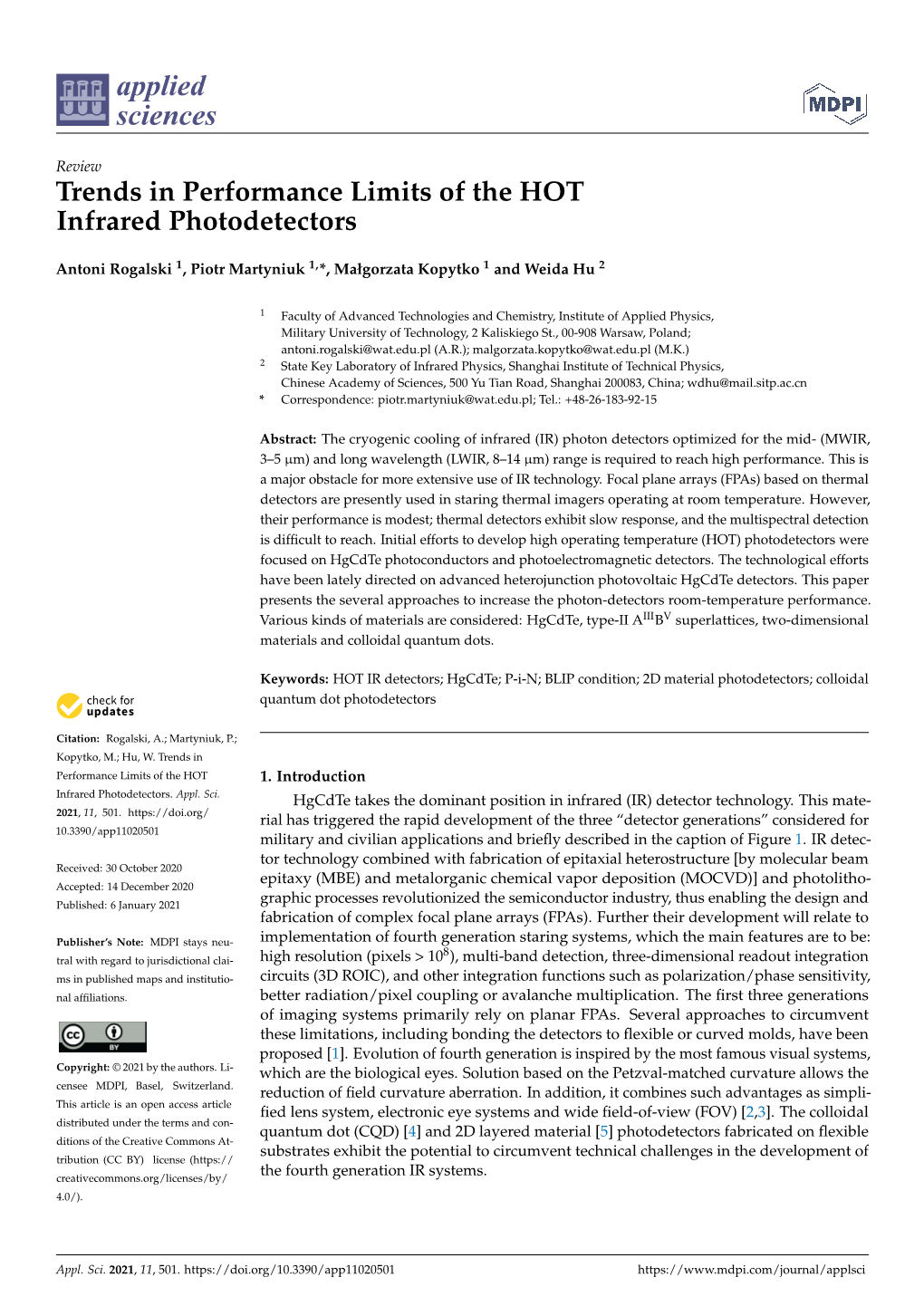 Trends in Performance Limits of the HOT Infrared Photodetectors