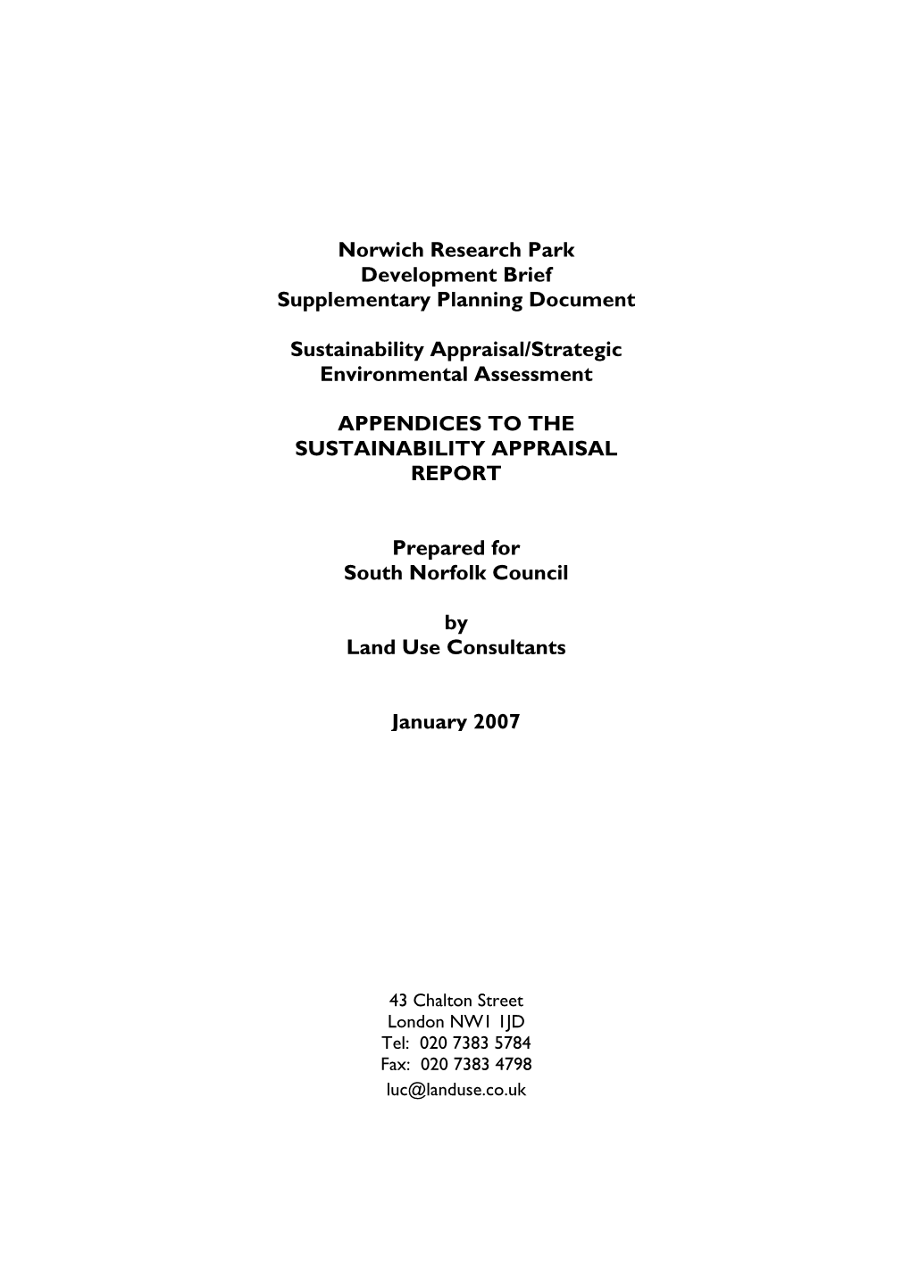 Download: NRP Sustainability Appraisal Report Appendices File