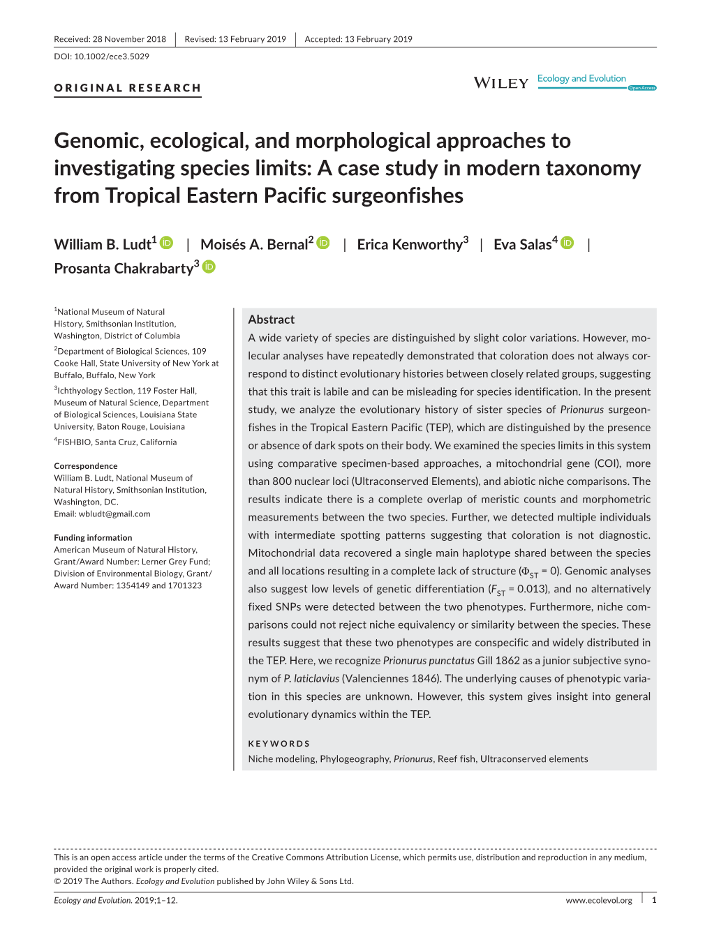 Genomic, Ecological, and Morphological Approaches to Investigating Species Limits: a Case Study in Modern Taxonomy from Tropical Eastern Pacific Surgeonfishes
