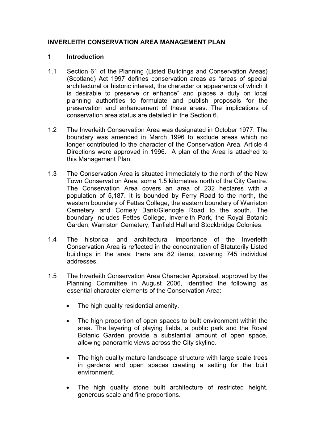 Inverleith Conservation Area Management Plan