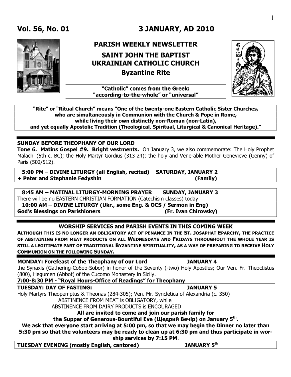 Vol. 56, No. 01 3 JANUARY, AD 2010