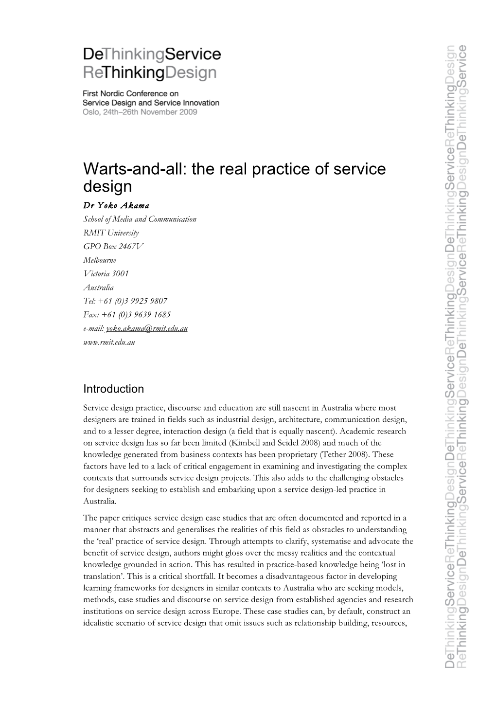 Warts-And-All: the Real Practice of Service Design