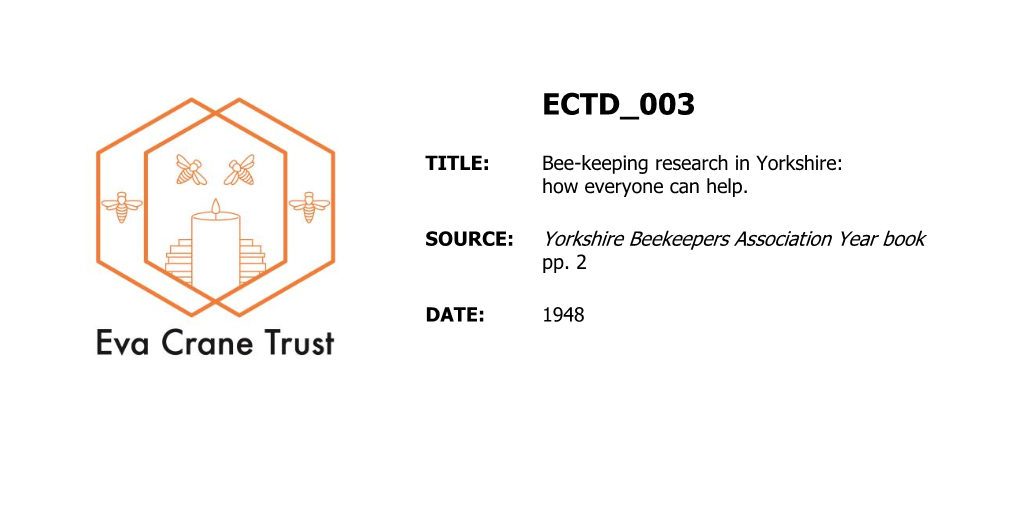 Bee-Keeping Research in Yorkshire: How Everyone Can Help