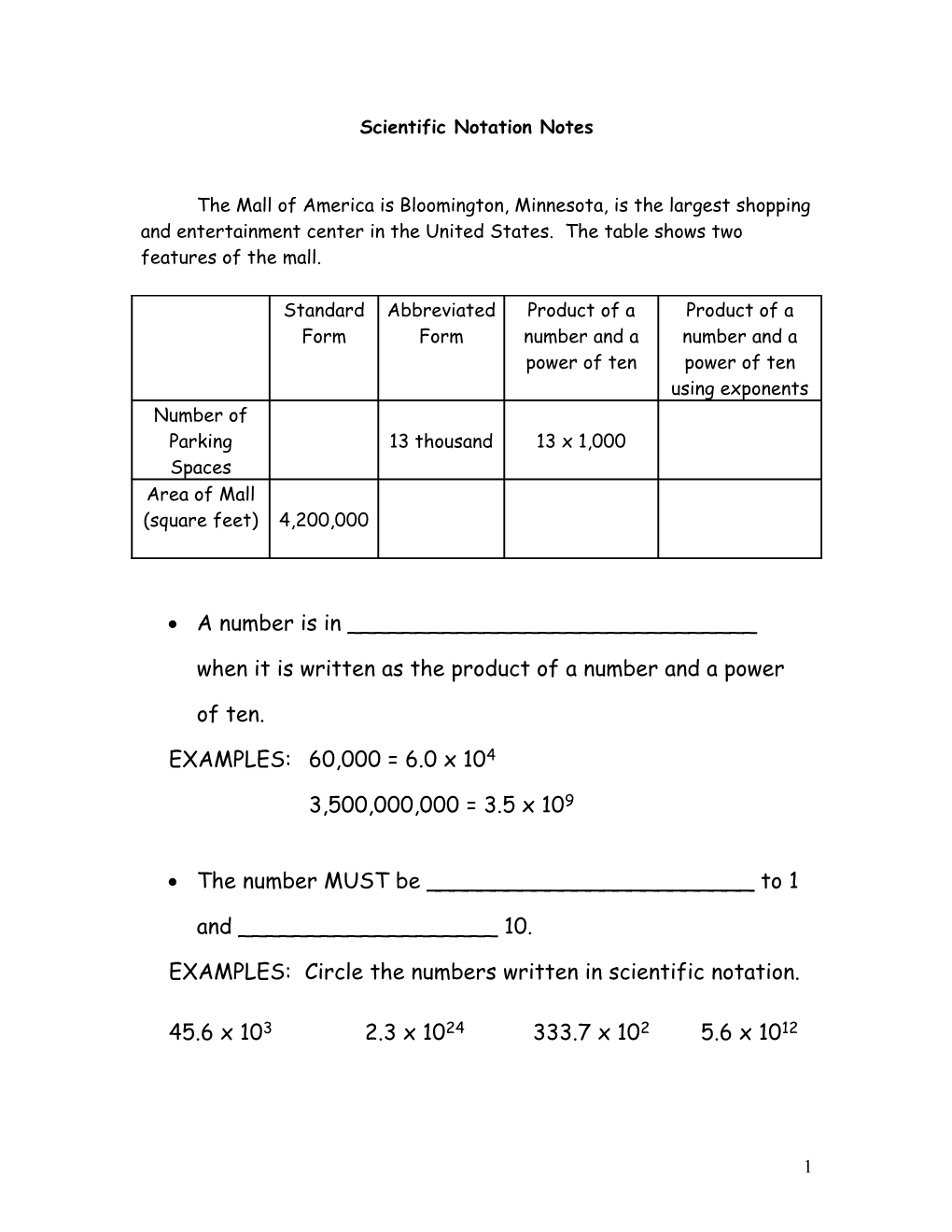 Scientific Notation Notes