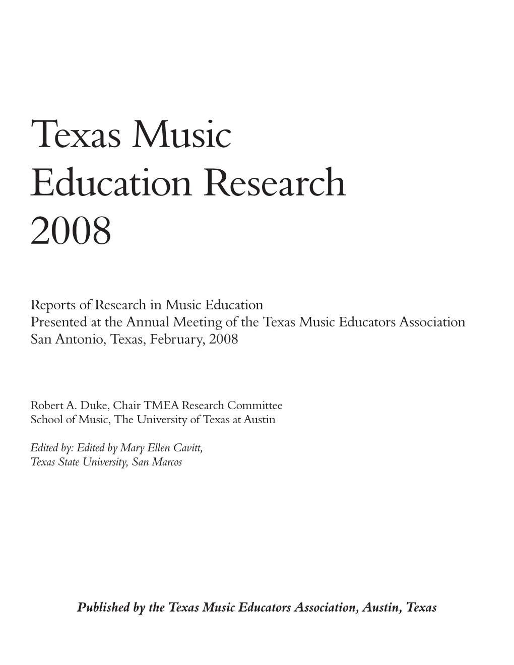 Texas Music Education Research 2008