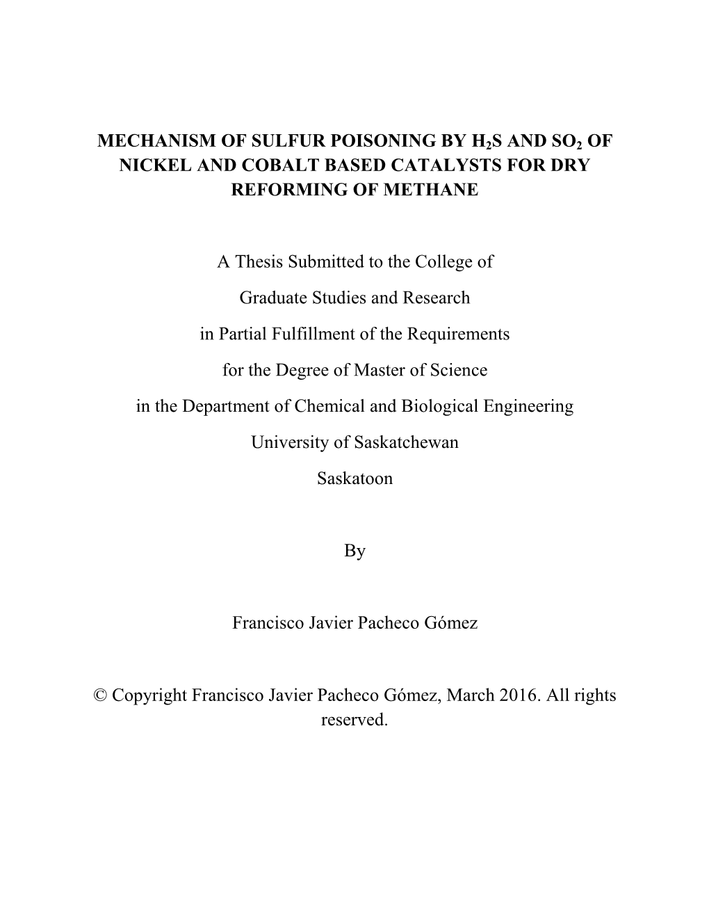 Mechanism of Sulfur Poisoning by H2s and So2 of Nickel and Cobalt Based Catalysts for Dry Reforming of Methane