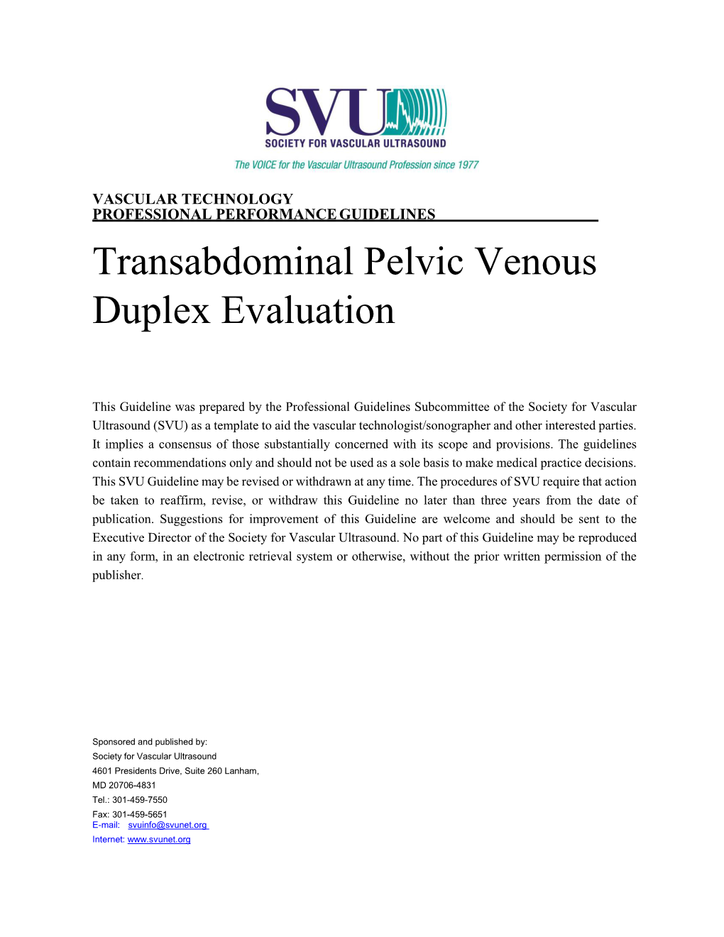 Transabdominal Pelvic Venous Duplex Evaluation