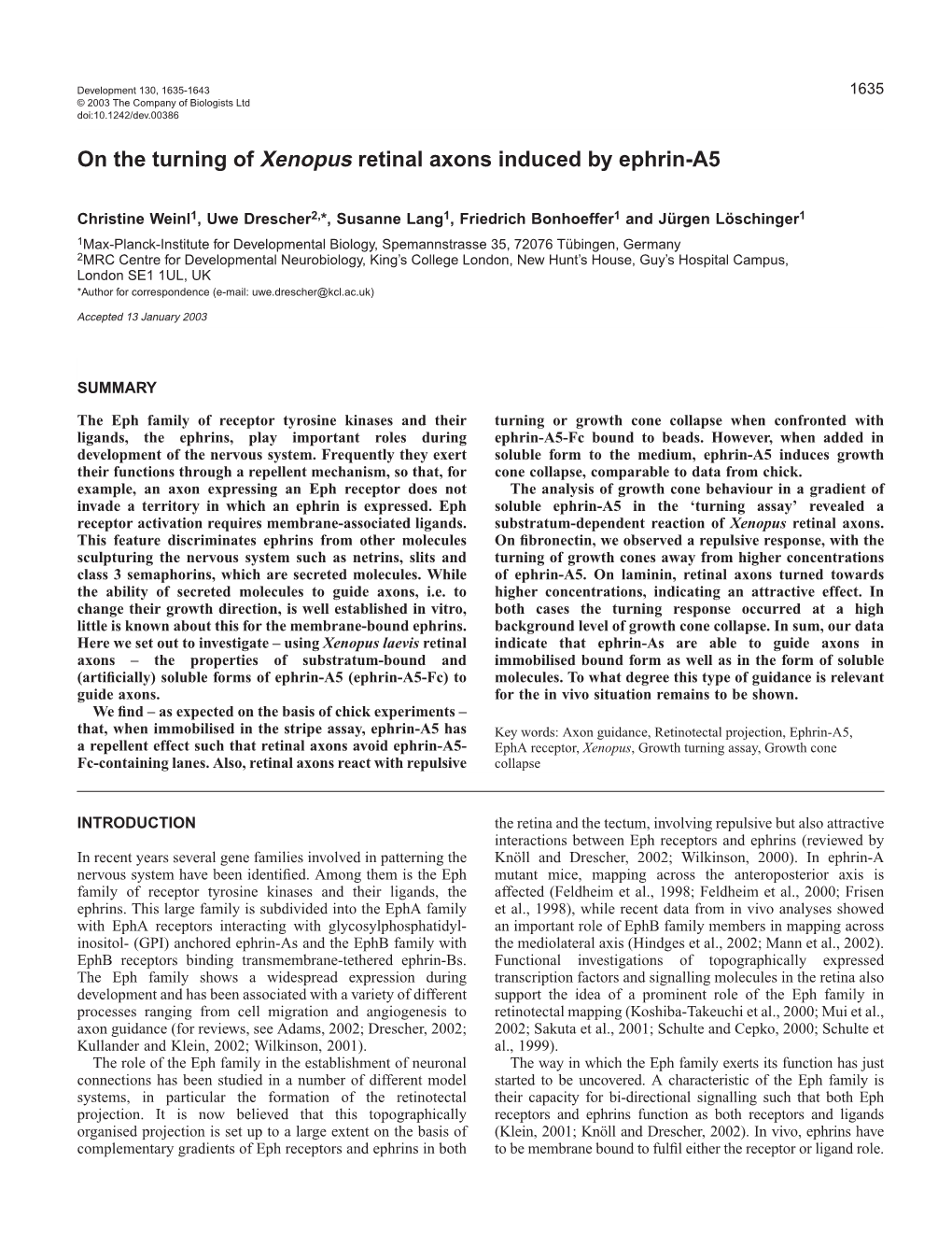 On the Turning of Xenopus Retinal Axons Induced by Ephrin-A5