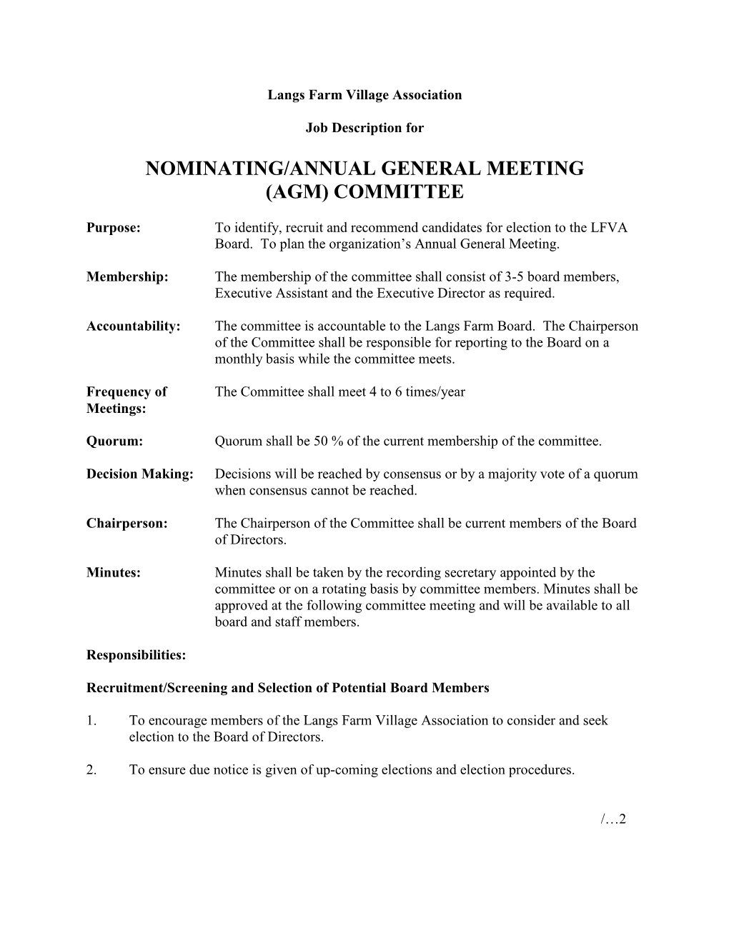 Nominating/Annual General Meeting (Agm) Committee