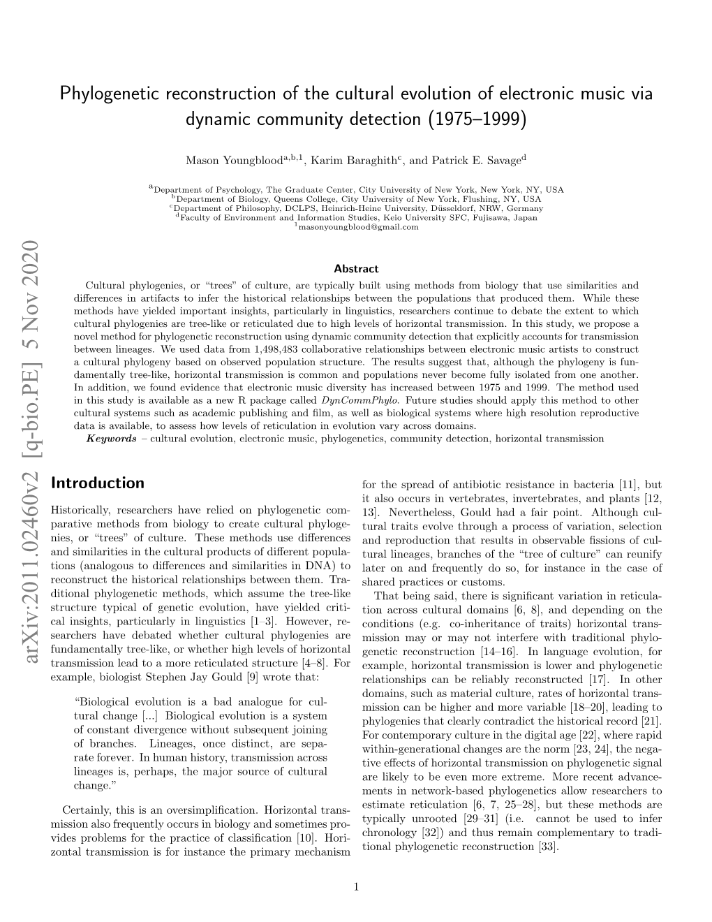 Phylogenetic Reconstruction of the Cultural Evolution of Electronic Music Via Dynamic Community Detection (1975–1999)