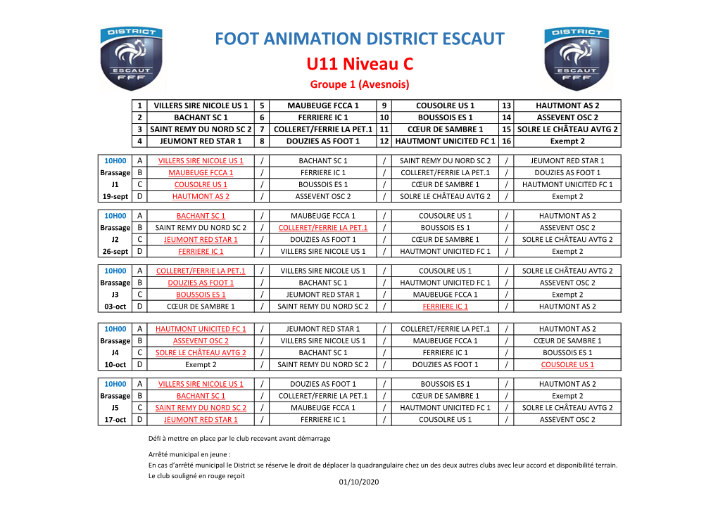 Quadrangulaires U11 Niveau C Groupe 1