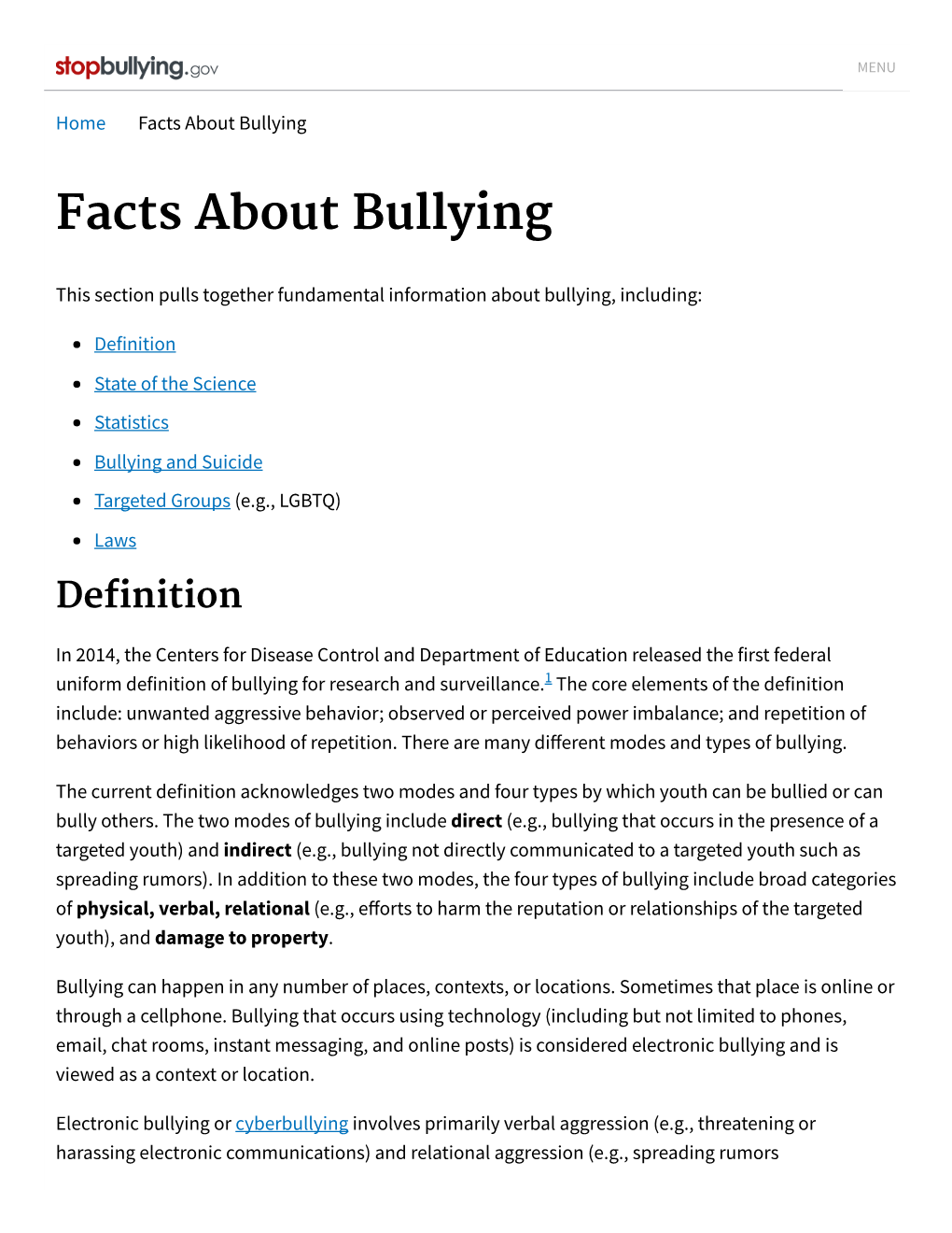 Facts About Bullying