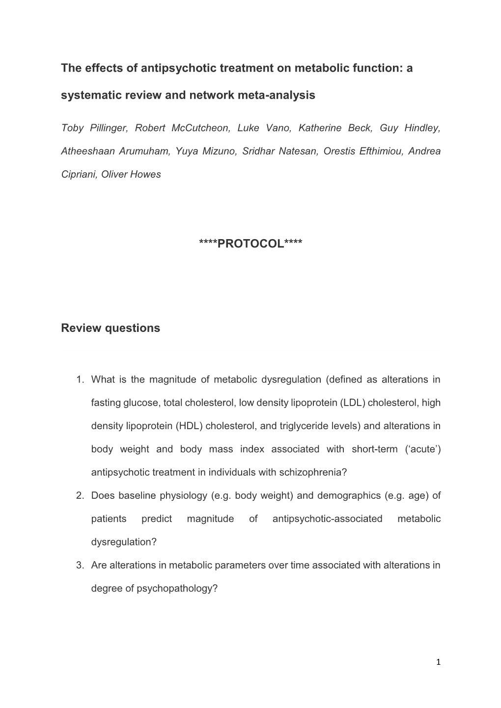 The Effects of Antipsychotic Treatment on Metabolic Function: a Systematic Review and Network Meta-Analysis