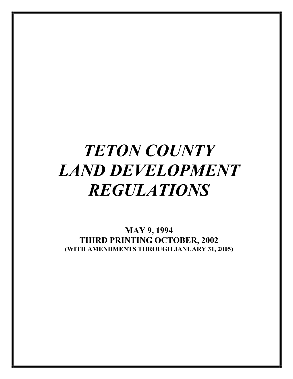 Teton County Land Development Regulations