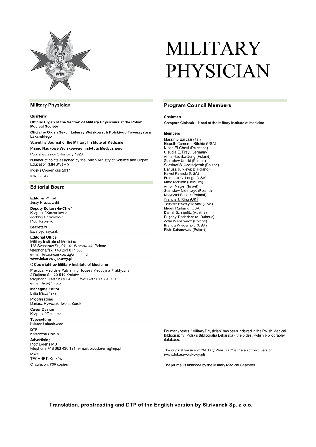 Military Physician Program Council Members