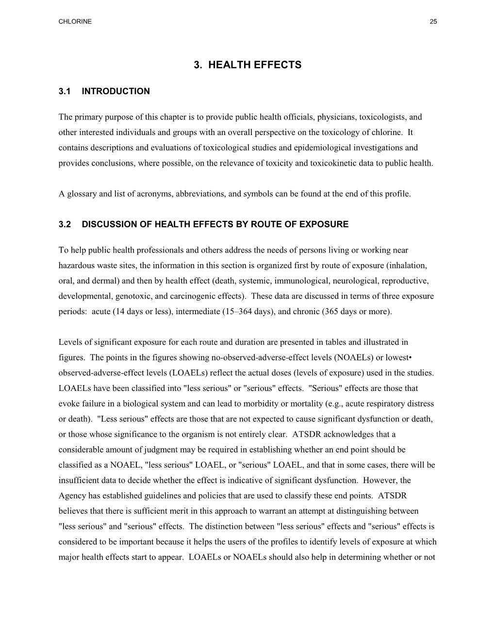 Toxicological Profile for Chlorine