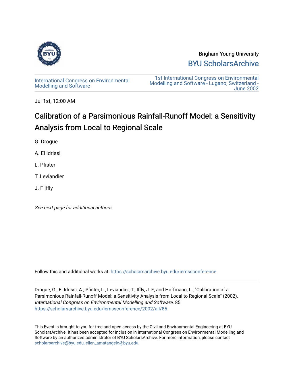 Calibration of a Parsimonious Rainfall-Runoff Model: a Sensitivity Analysis from Local to Regional Scale