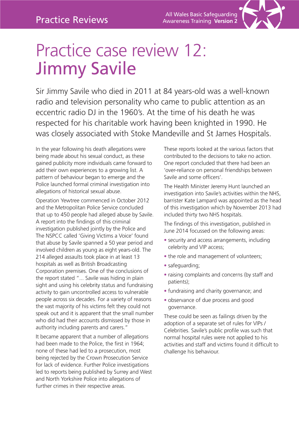 Practice Case Review 12: Jimmy Savile